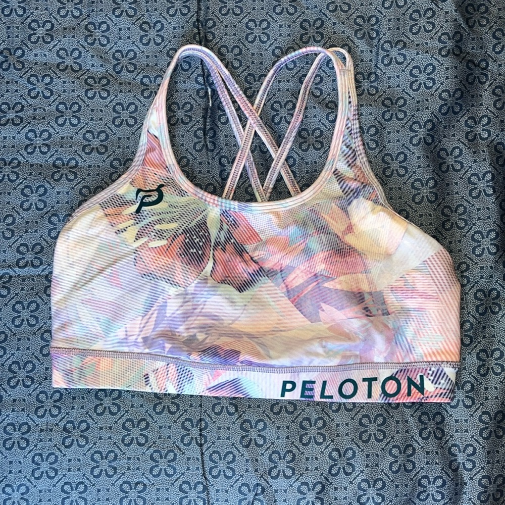 WITH Peloton Strappy Back Sports Bra size L Floral 2k Strappy Bra